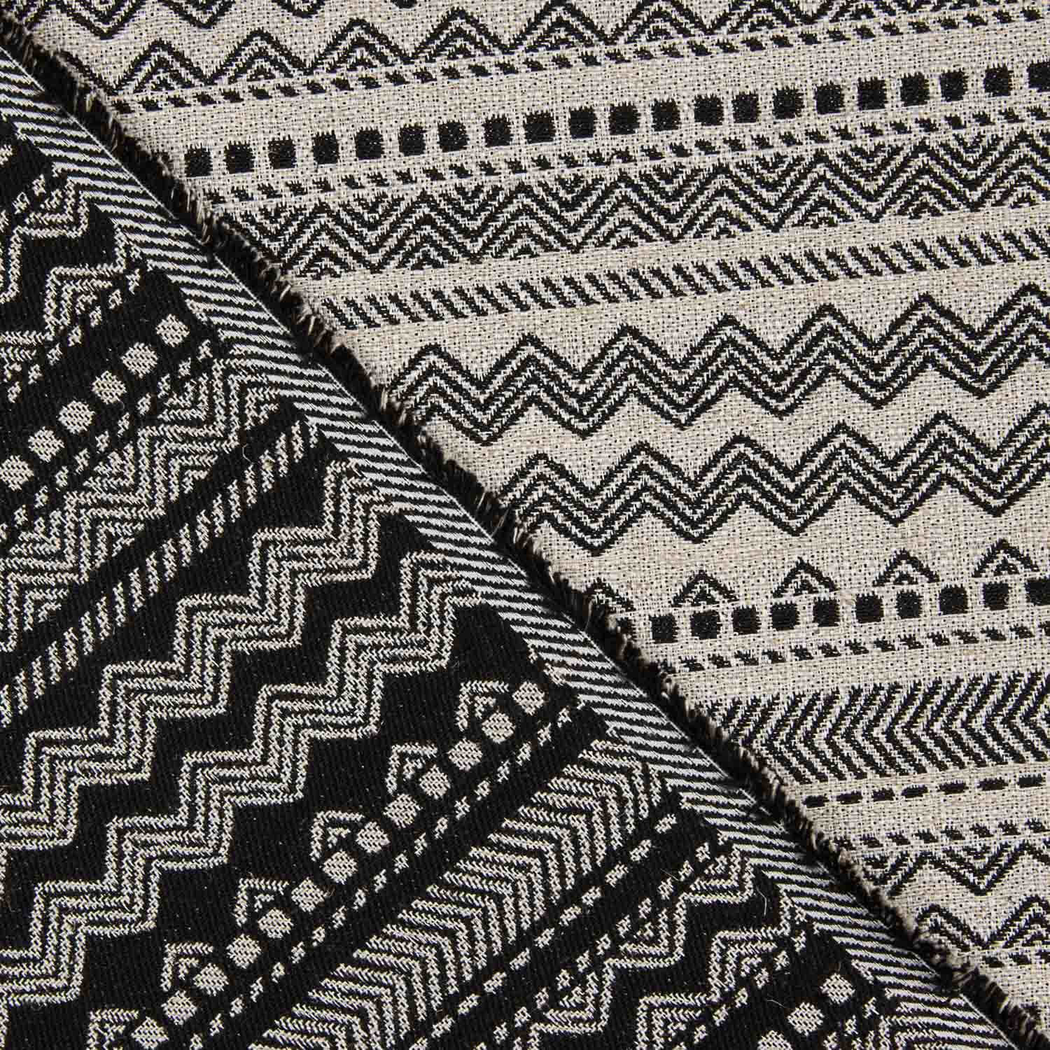 Toile Jacquard Tapisserie Ethnique Noir - Ribes y Casals