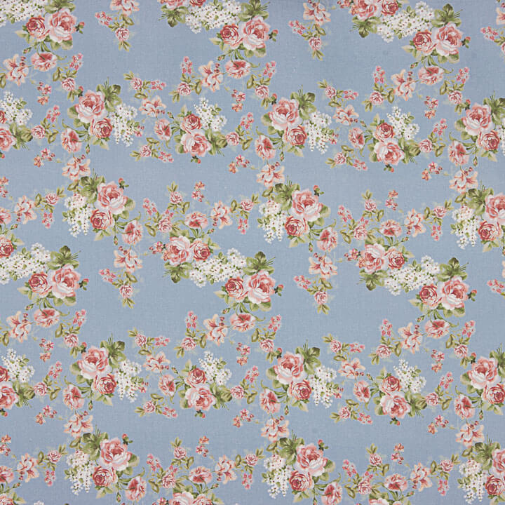 Viyela imprimée roses de Provence bleues - Ribes y Casals