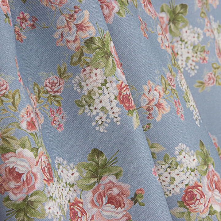 Viyela imprimée roses de Provence bleues - Ribes y Casals