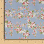 Viyela imprimée roses de Provence bleues - Ribes y Casals