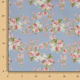 Viyela imprimée roses de Provence bleues - Ribes y Casals