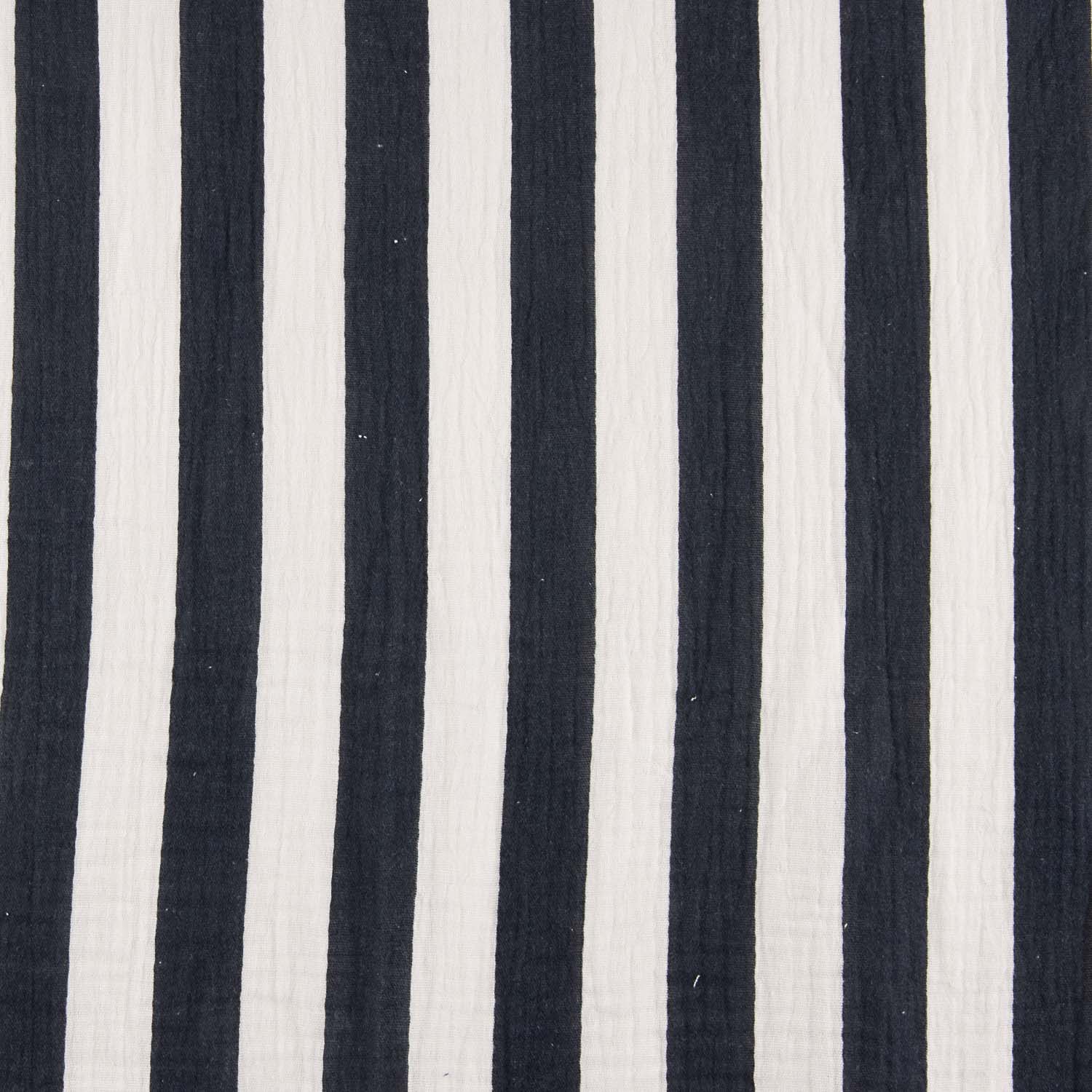 Mousseline de coton rayée bleu marine et blanc - Ribes y Casals