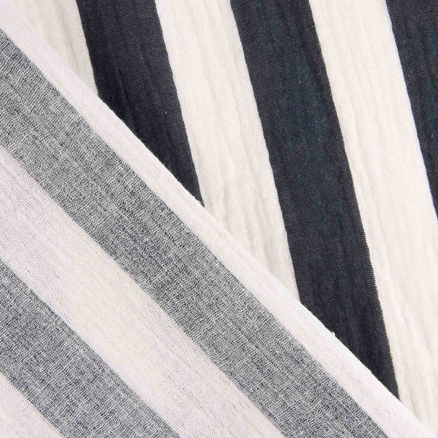 Mousseline de coton rayée bleu marine et blanc - Ribes y Casals