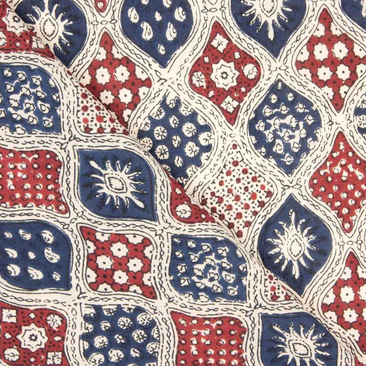 Retal Popelín Estampado Granada Azul 85x145 cms - Ribes y Casals