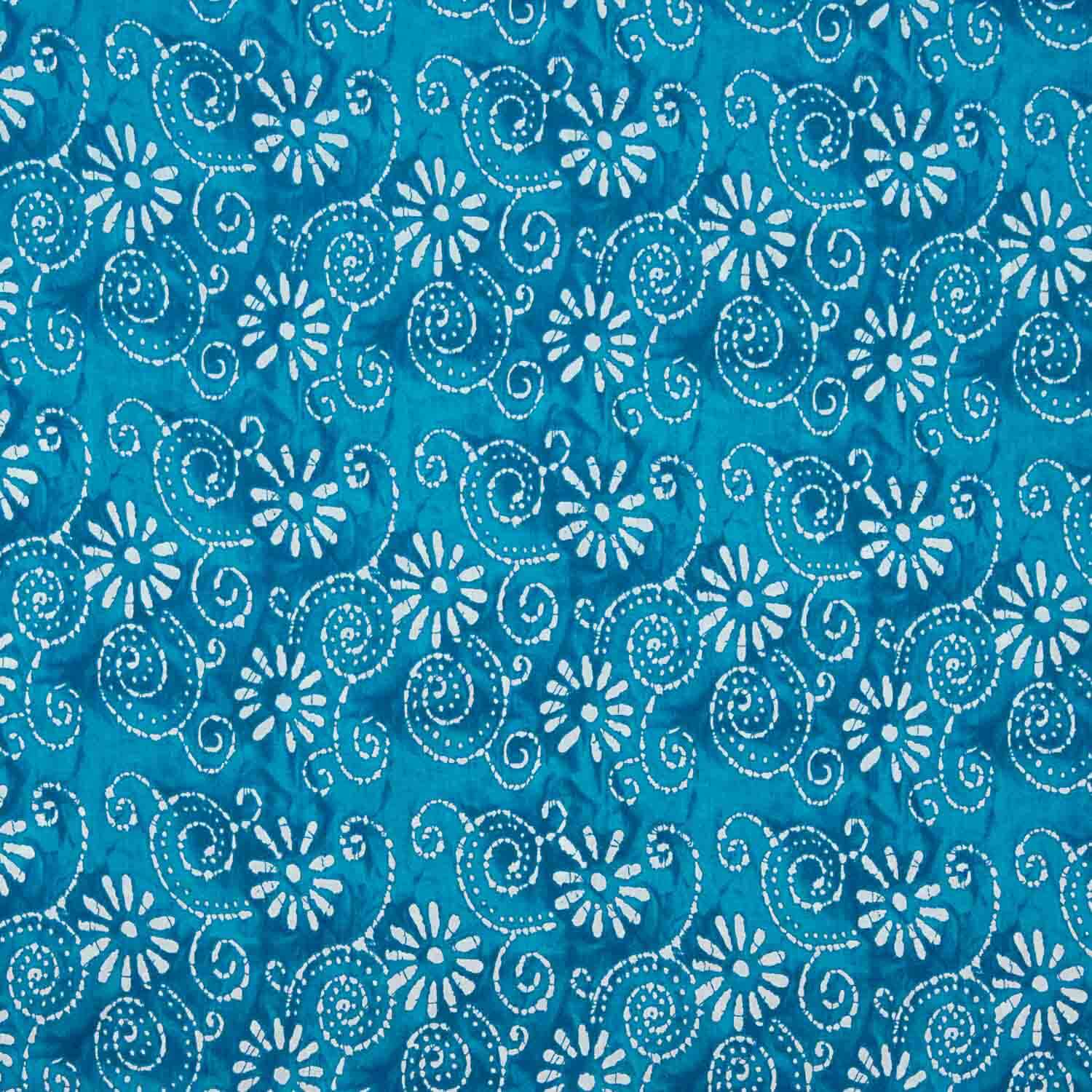 Voile en coton imprimé spirales batik turquoise - Ribes y Casals