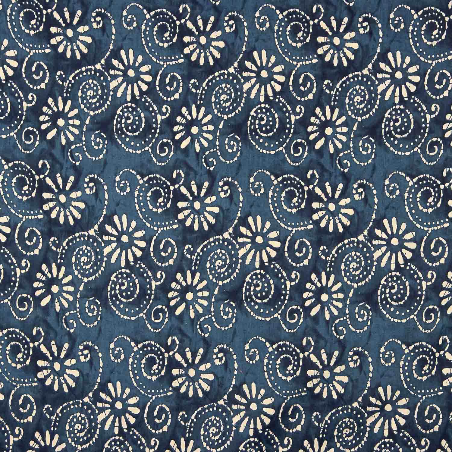 Voile en coton imprimé de fleurs indigo nocturne - Ribes y Casals