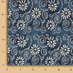 Voile en coton imprimé spirales batik indigo - Ribes y Casals