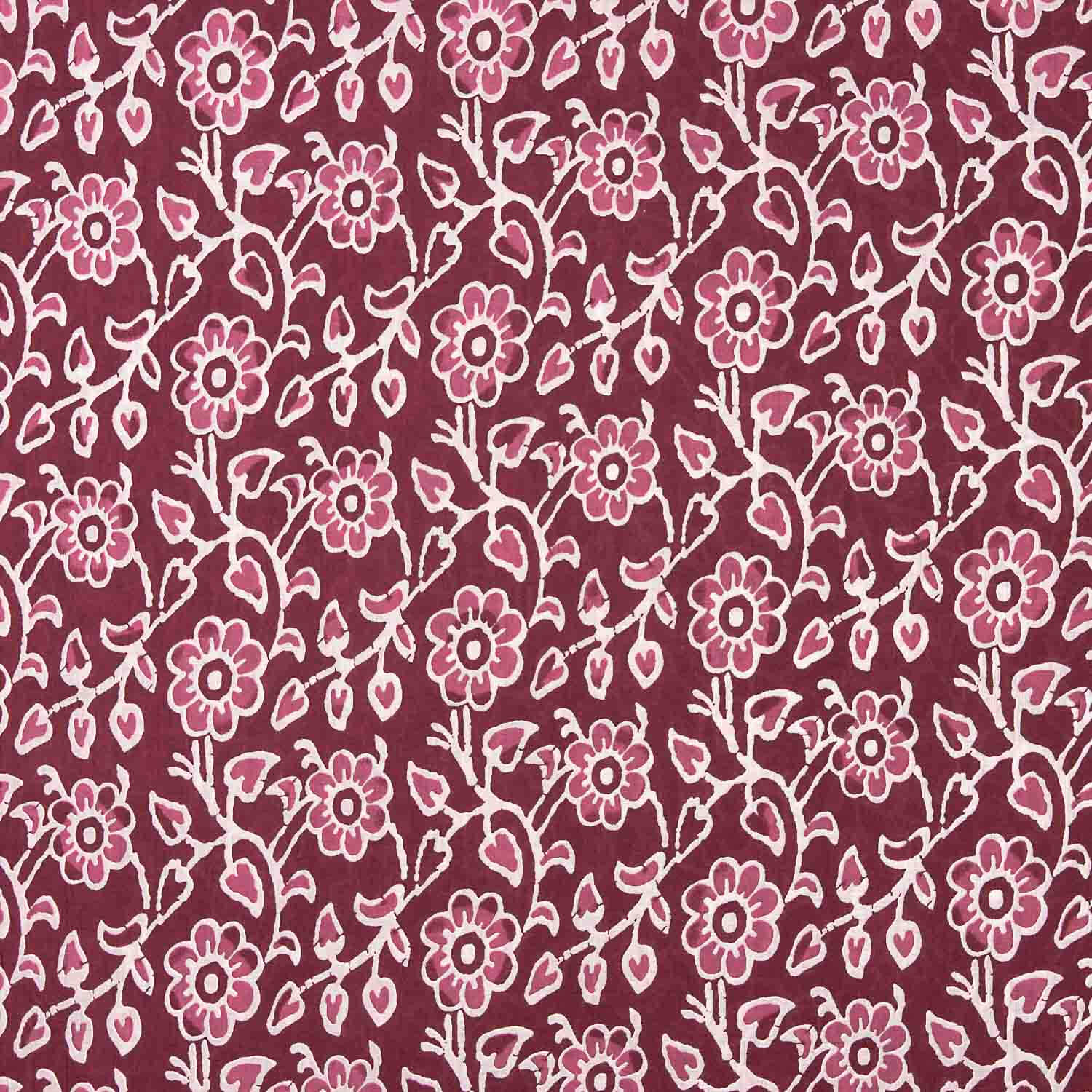 Voile en coton imprimé « Jardin Vintage » bordeaux - Ribes y Casals