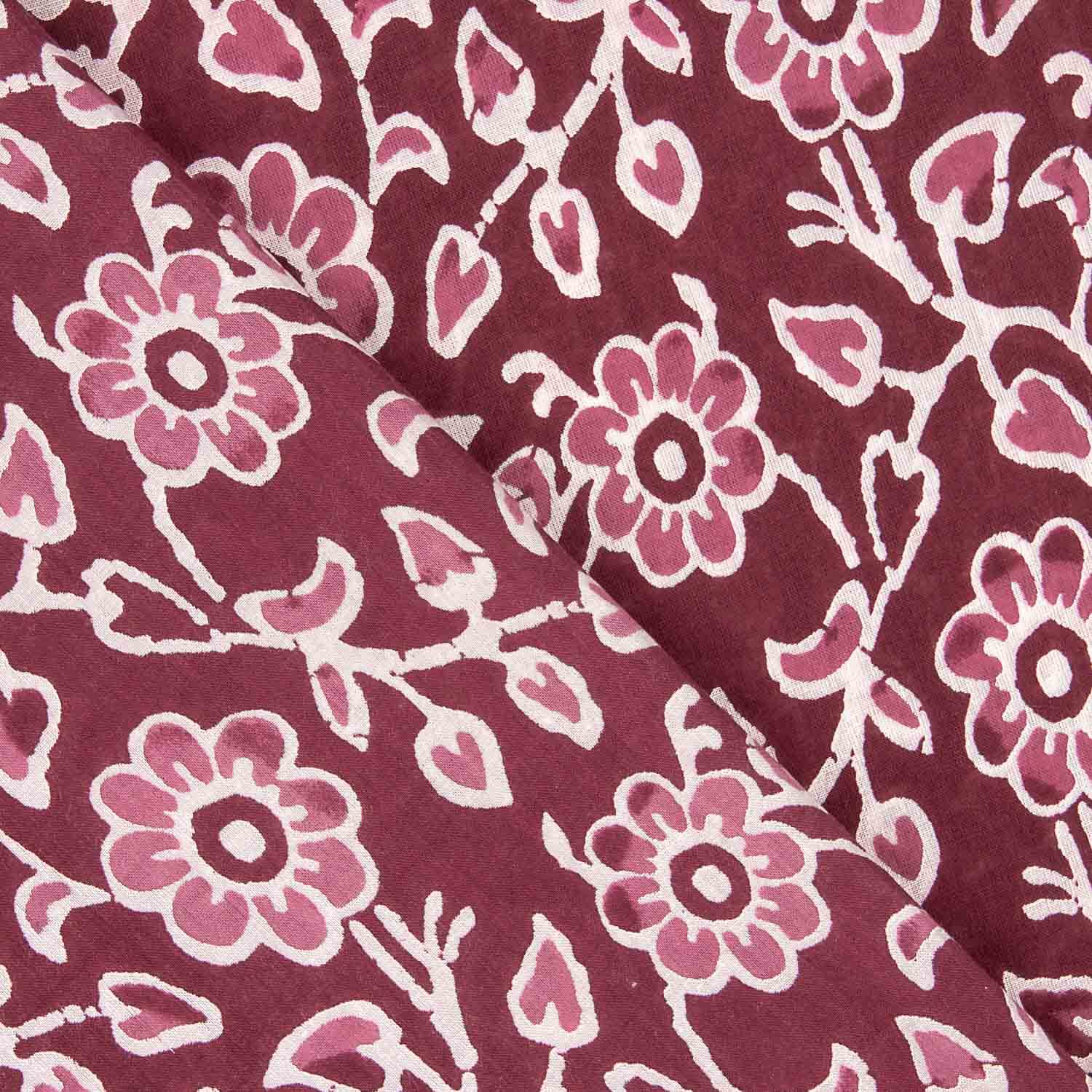 Voile en coton imprimé « Jardin Vintage » bordeaux - Ribes y Casals