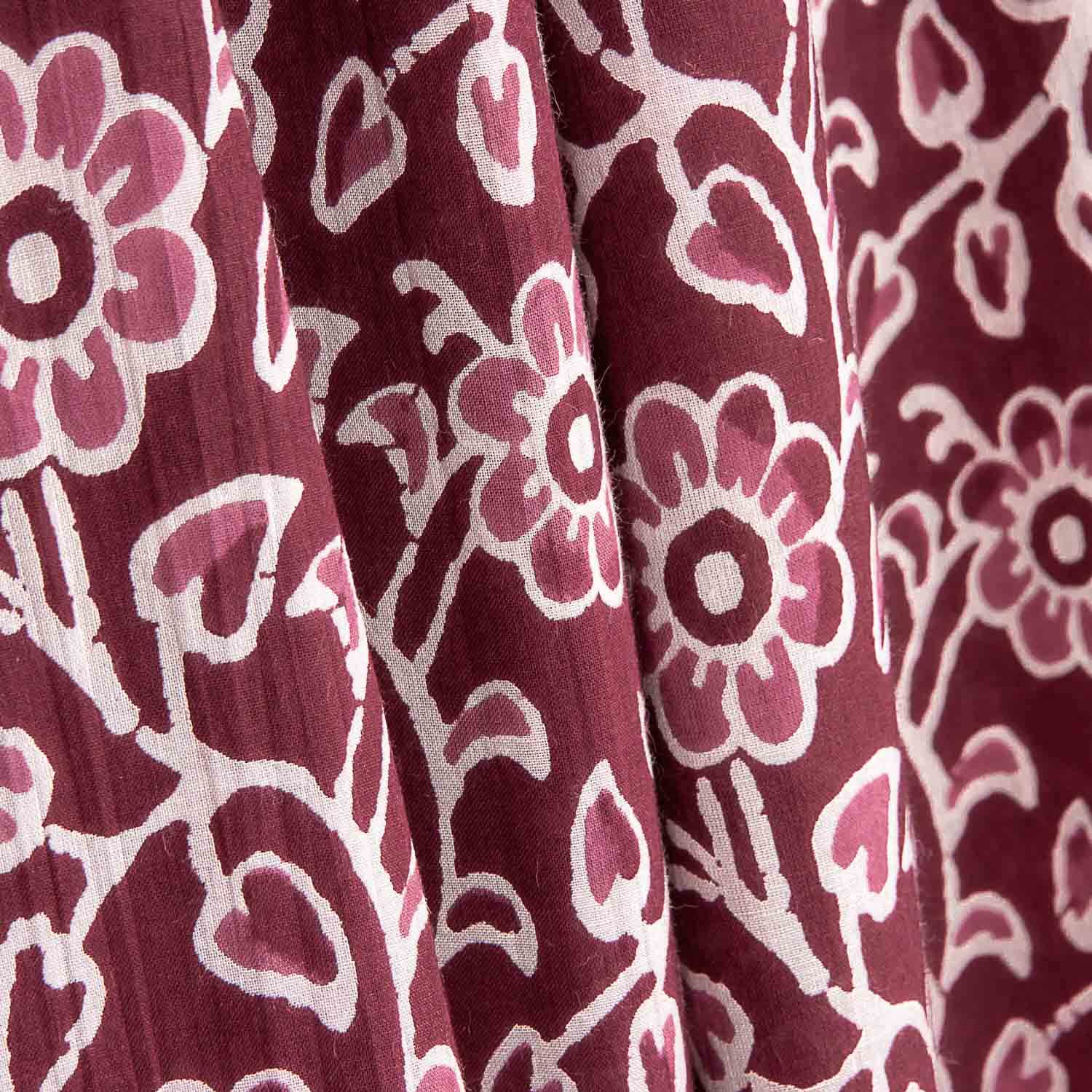 Voile en coton imprimé « Jardin Vintage » bordeaux - Ribes y Casals
