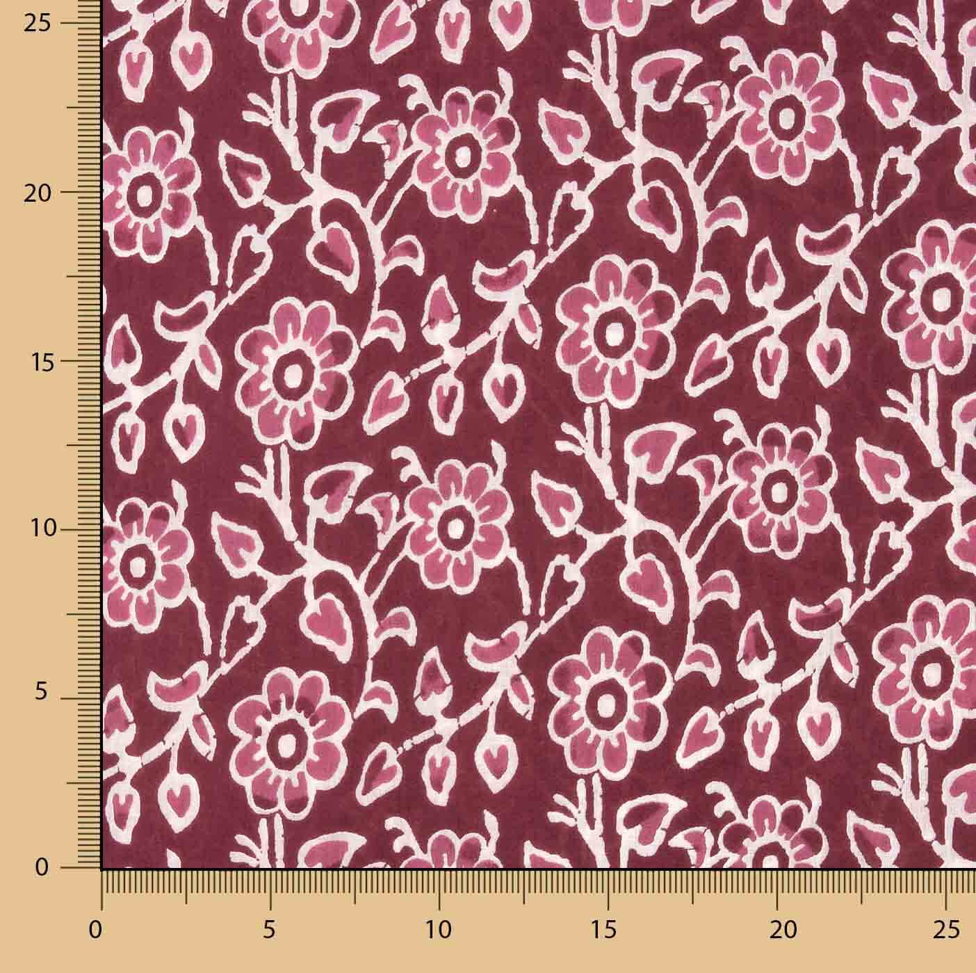 Voile en coton imprimé « Jardin Vintage » bordeaux - Ribes y Casals