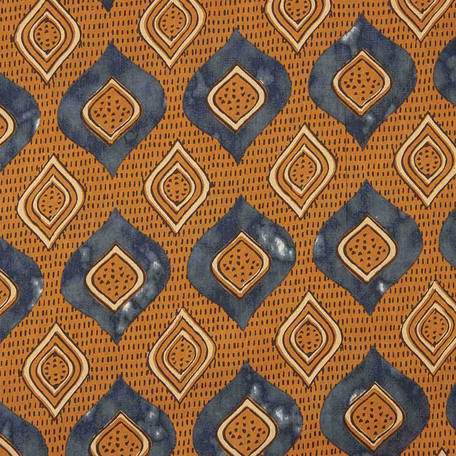 Voile de coton imprimé Ikat Terra Indigo - Ribes y Casals