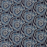 Voile en coton imprimé de fleurs indigo nocturne - Ribes y Casals