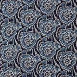 Voile en coton imprimé de fleurs indigo nocturne - Ribes y Casals