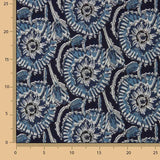 Voile en coton imprimé de fleurs indigo nocturne - Ribes y Casals