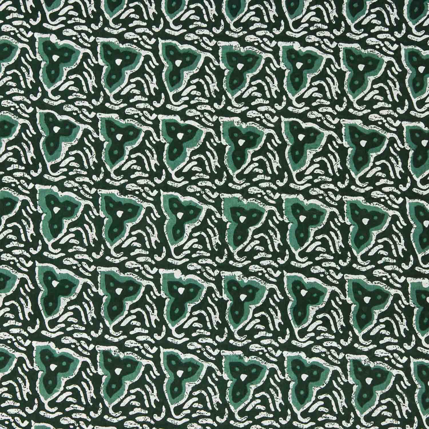 Voile en coton imprimé tribal biologique vert - Ribes y Casals