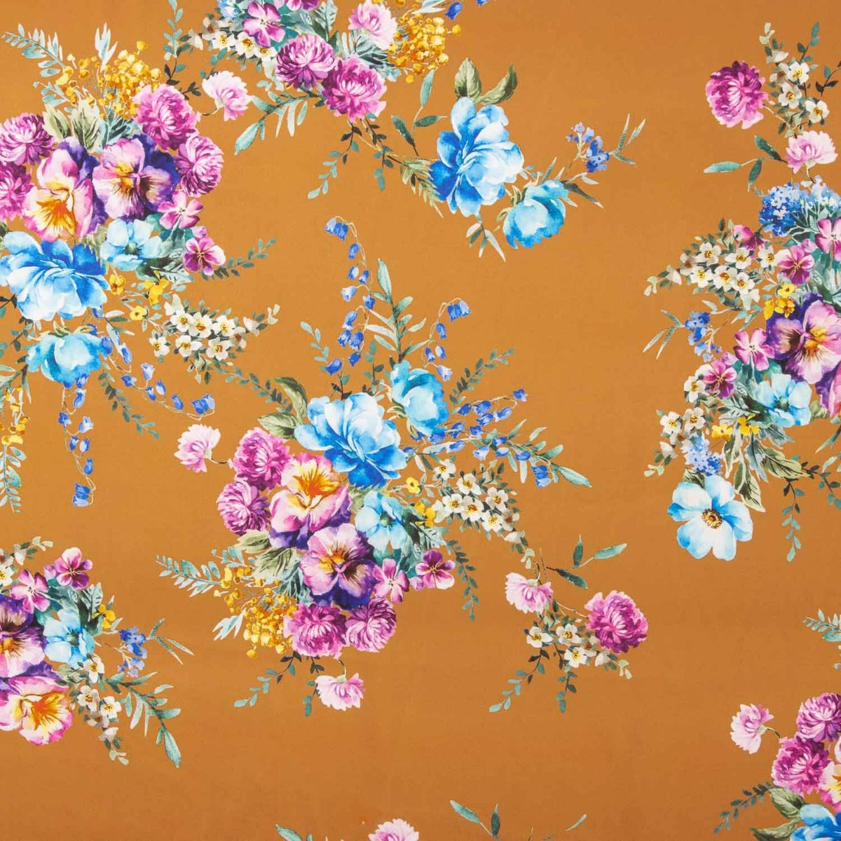 Satin sergé floral terracotta - Ribes y Casals