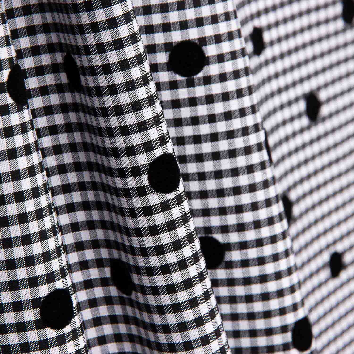 Coton Vichy Noir Flocage Noir à Pois - Ribes y Casals