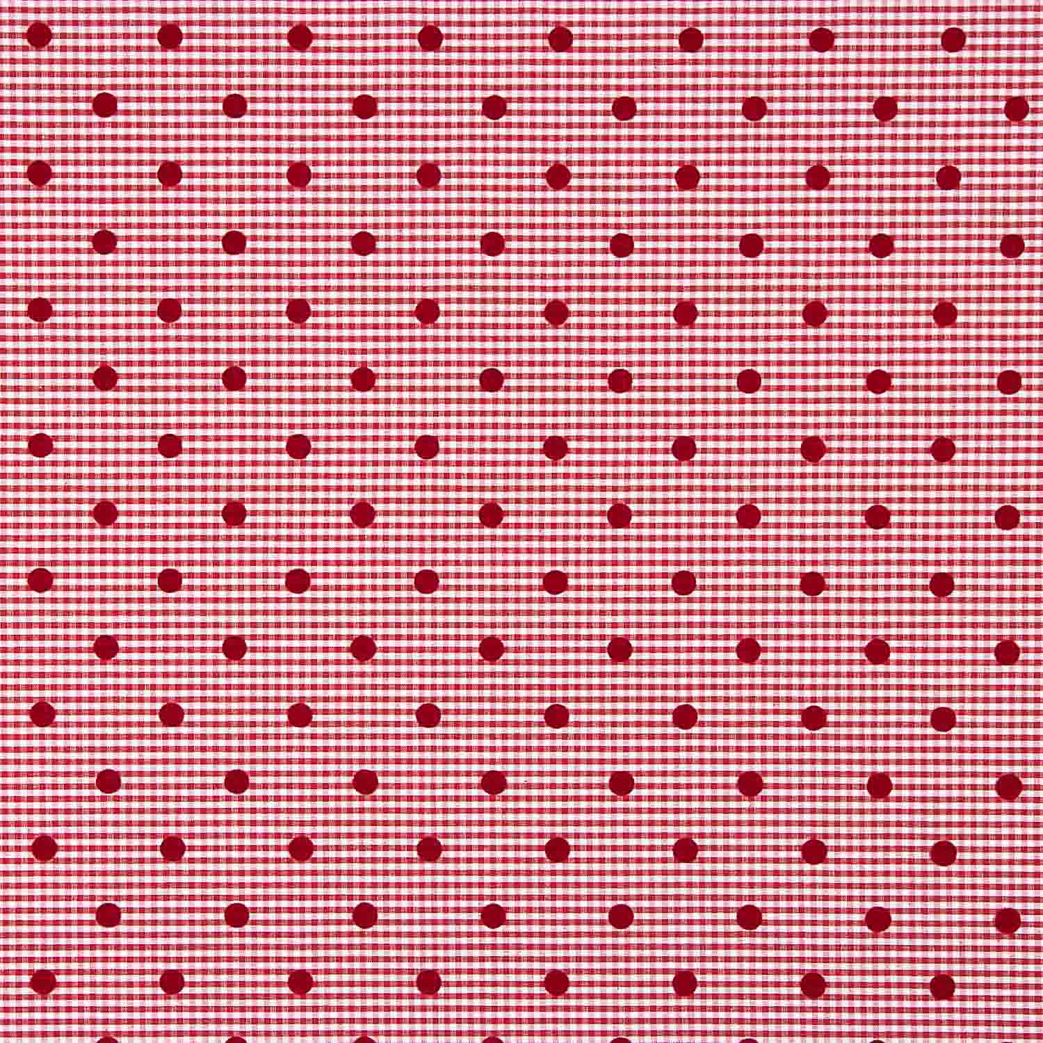 Chutes de coton vichy rouge floqué à pois rouges - Différentes dimensions x largeur de 150 cm - Ribes y Casals