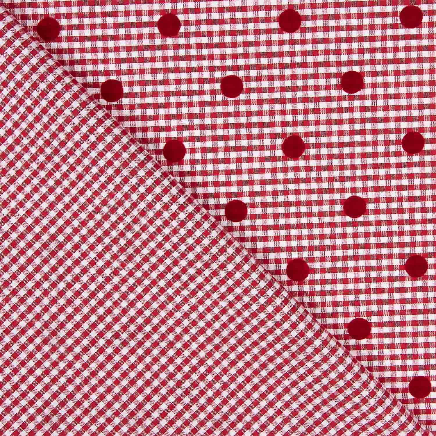 Chutes de coton vichy rouge floqué à pois rouges - Différentes dimensions x largeur de 150 cm - Ribes y Casals