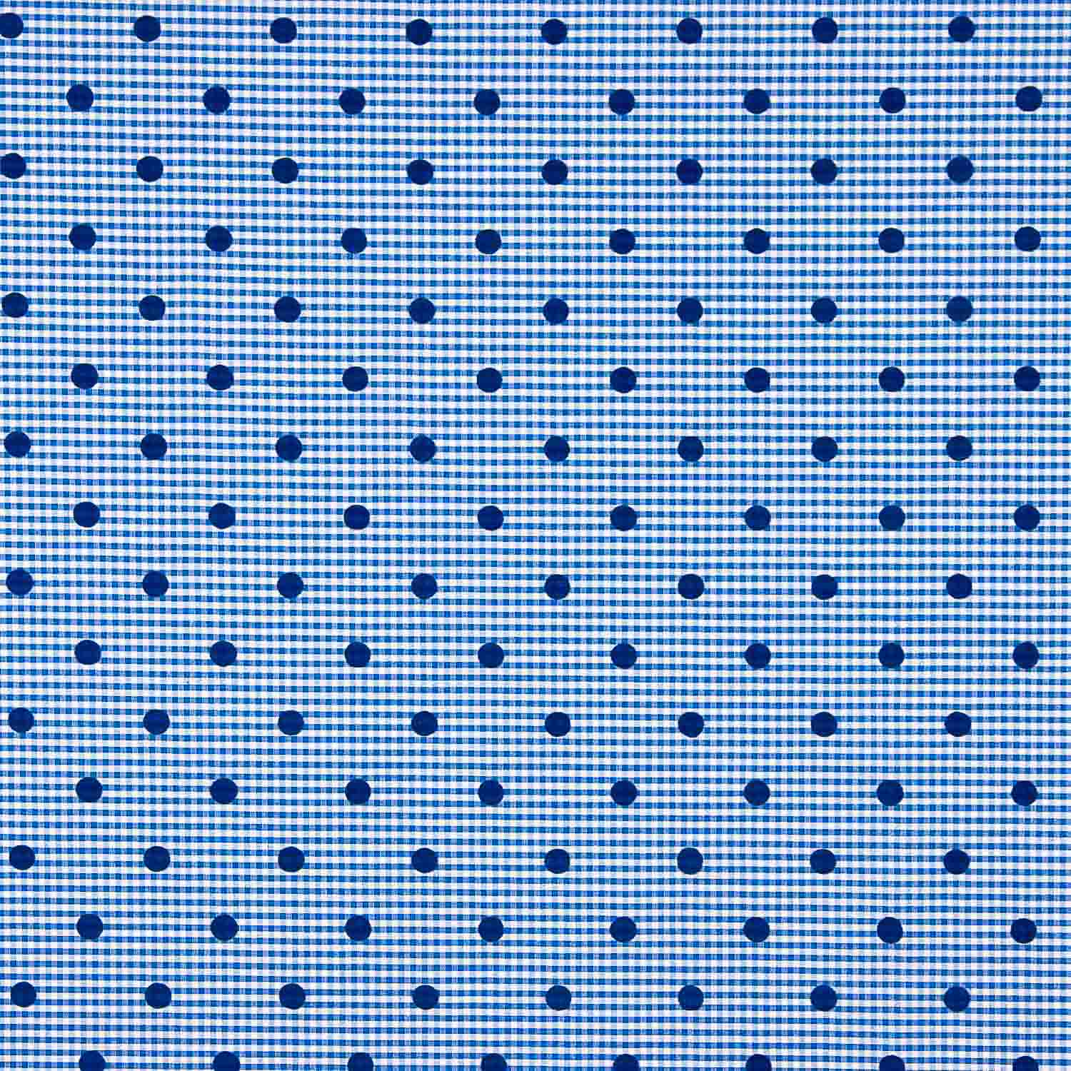 Chutes de coton vichy bleu floqué à pois azur - Différentes dimensions x largeur de 150 cm - Ribes y Casals