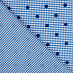 Chutes de coton vichy bleu floqué à pois azur - Différentes dimensions x largeur de 150 cm - Ribes y Casals