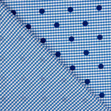 Chutes de coton vichy bleu floqué à pois azur - Différentes dimensions x largeur de 150 cm - Ribes y Casals