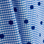 Chutes de coton vichy bleu floqué à pois azur - Différentes dimensions x largeur de 150 cm - Ribes y Casals