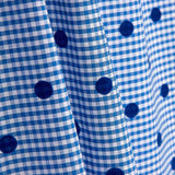 Chutes de coton vichy bleu floqué à pois azur - Différentes dimensions x largeur de 150 cm - Ribes y Casals