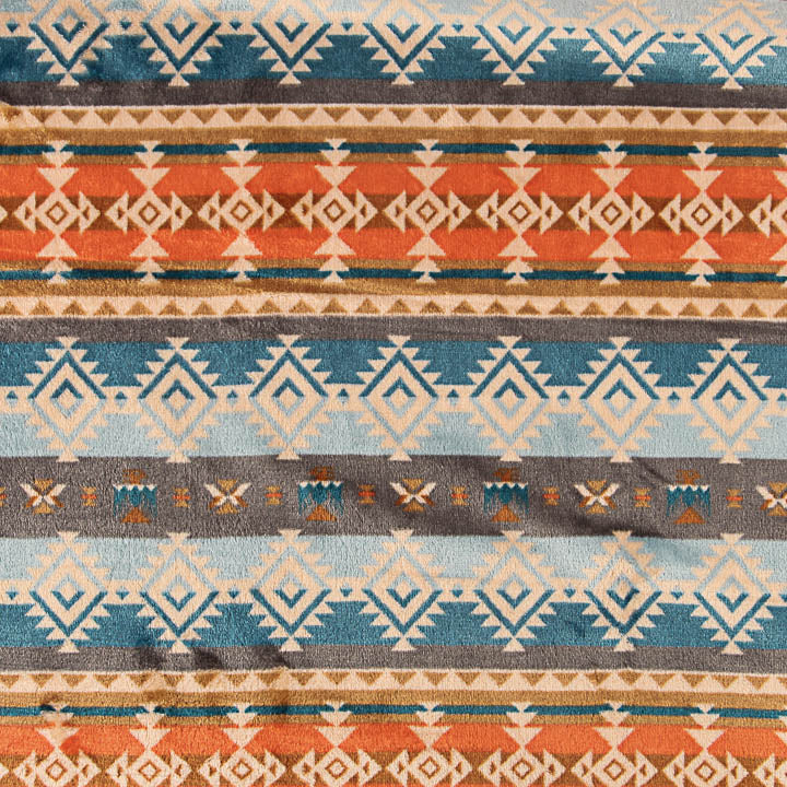 Polaire coral imprimée ethnique bleu et tuile - Ribes y Casals