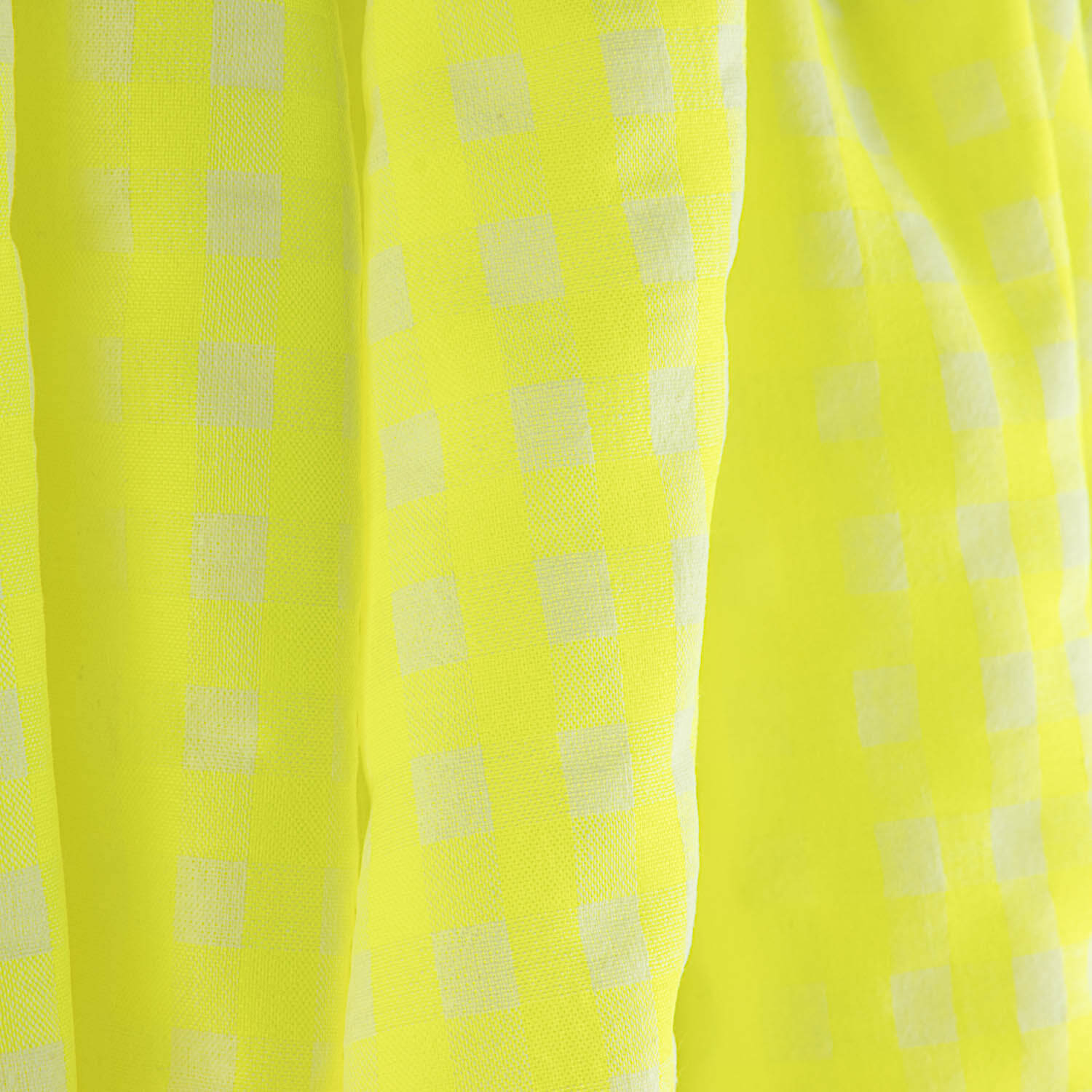 Popeline Seersucker à carreaux jaune fluo - Ribes y Casals