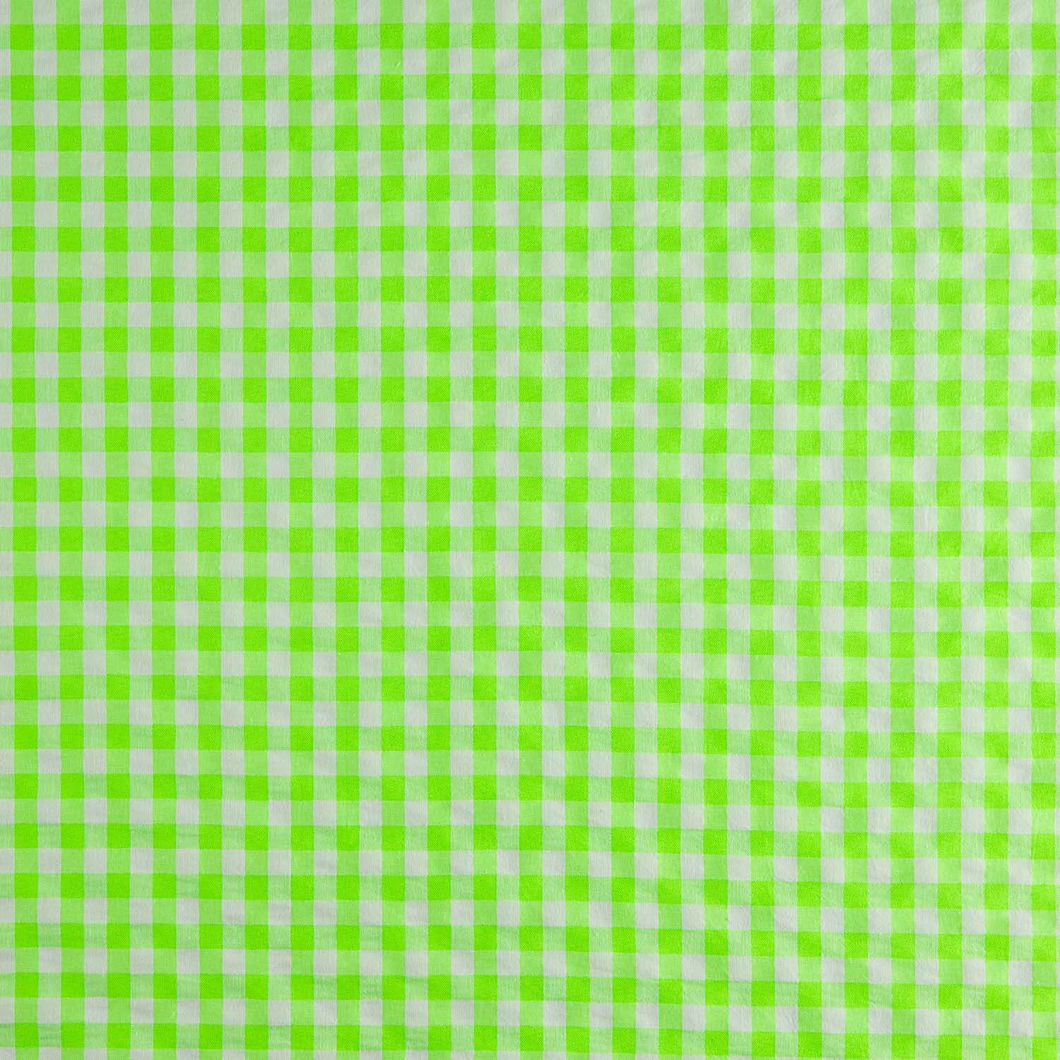 Popeline Seersucker à carreaux vert fluo - Ribes y Casals