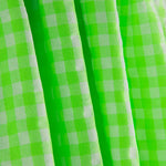 Popeline Seersucker à carreaux vert fluo - Ribes y Casals