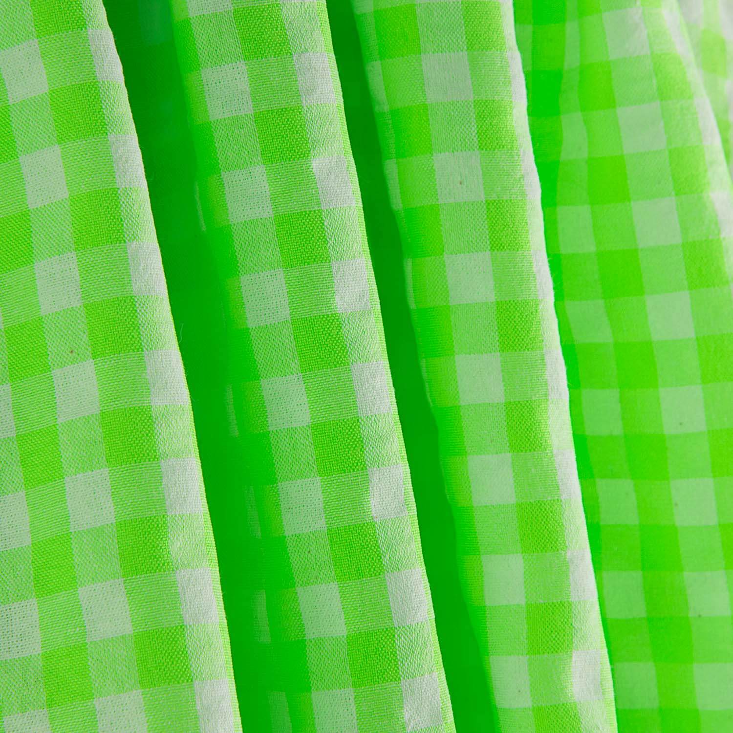 Popeline Seersucker à carreaux vert fluo - Ribes y Casals