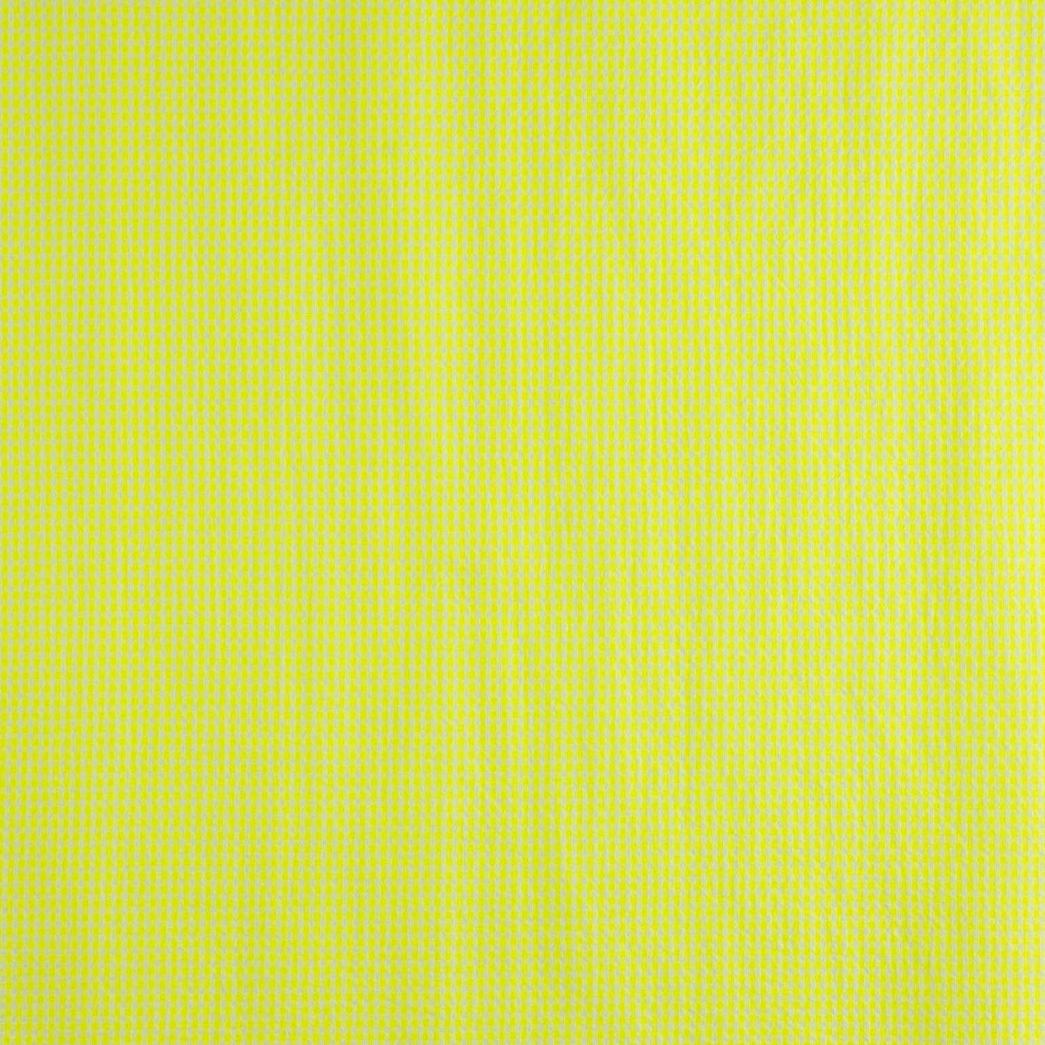 Popeline Seersucker à petits carreaux jaune fluo - Ribes y Casals