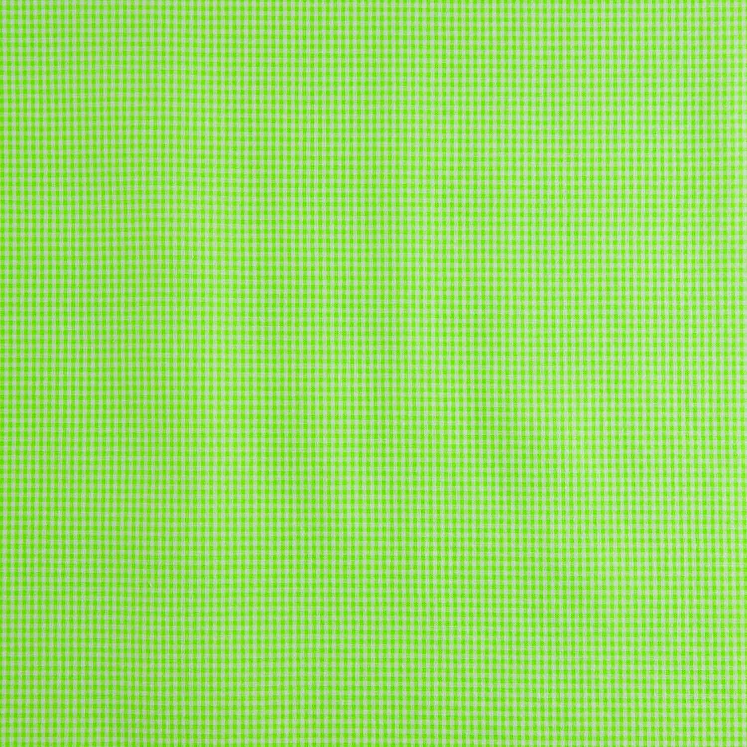 Popeline Seersucker Mini-carreaux vert fluo - Ribes y Casals