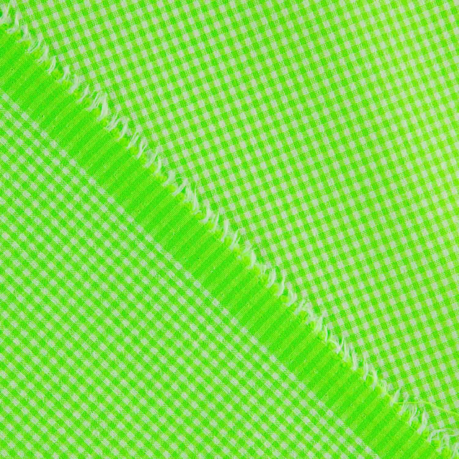 Popeline Seersucker Mini-carreaux vert fluo - Ribes y Casals