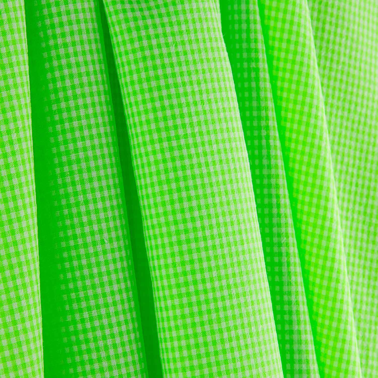 Popeline Seersucker Mini-carreaux vert fluo - Ribes y Casals