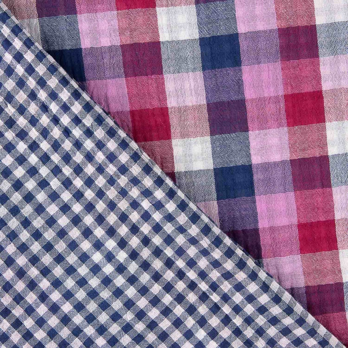 Double gaze réversible à carreaux pique-nique – Finition froissée - Ribes y Casals