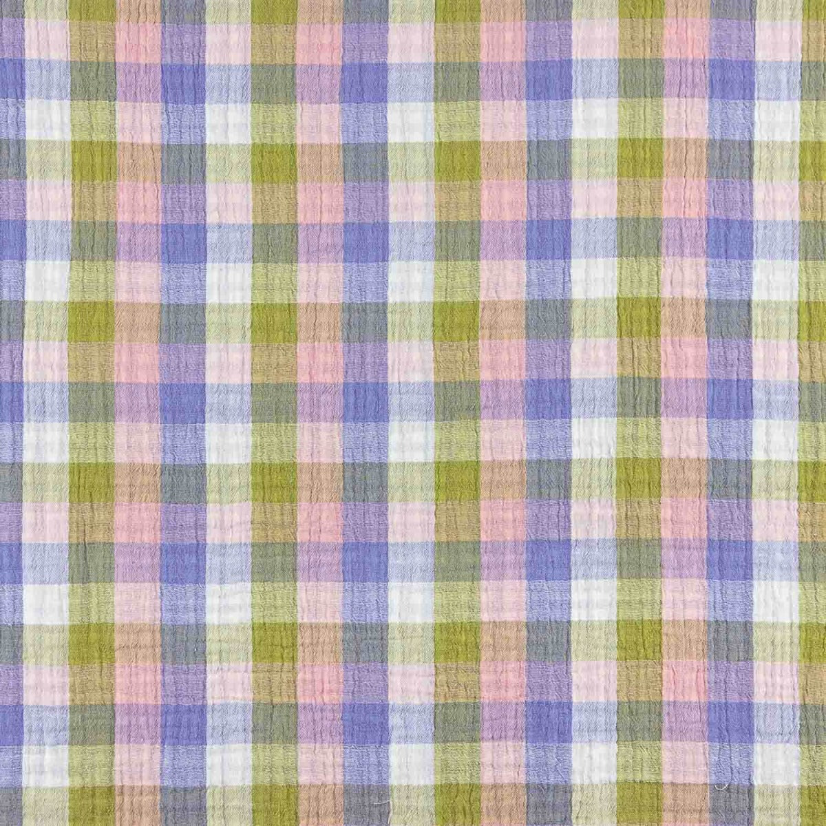 Double gaze réversible à carreaux pastel – Finition froissée - Ribes y Casals