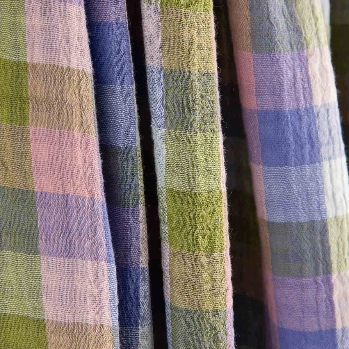 Double gaze réversible à carreaux pastel – Finition froissée - Ribes y Casals