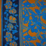 Viscose satinée imprimée floral avec bordure bleue et volants - Ribes y Casals