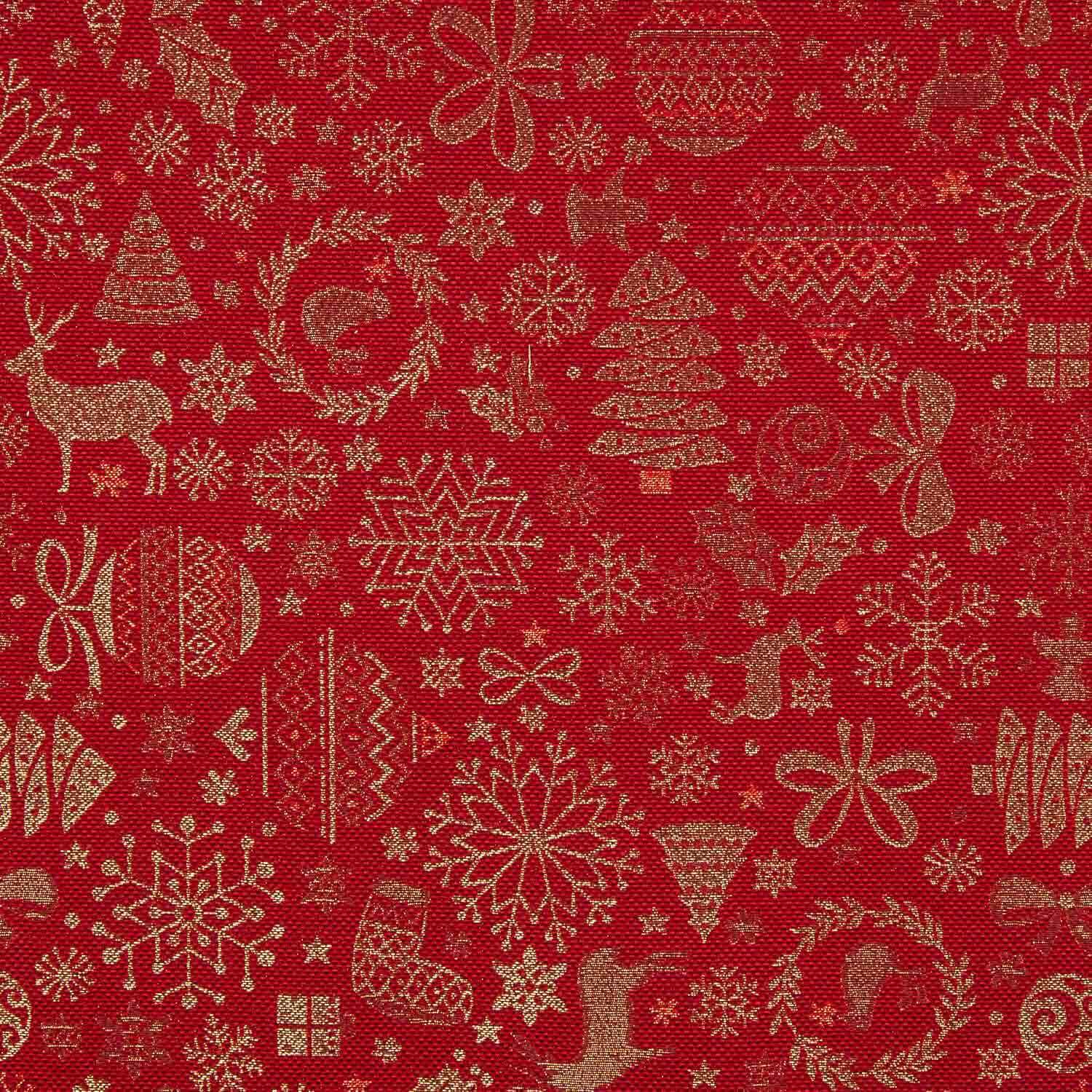 Toile Jacquard Noël Lurex Rouge - Ribes y Casals