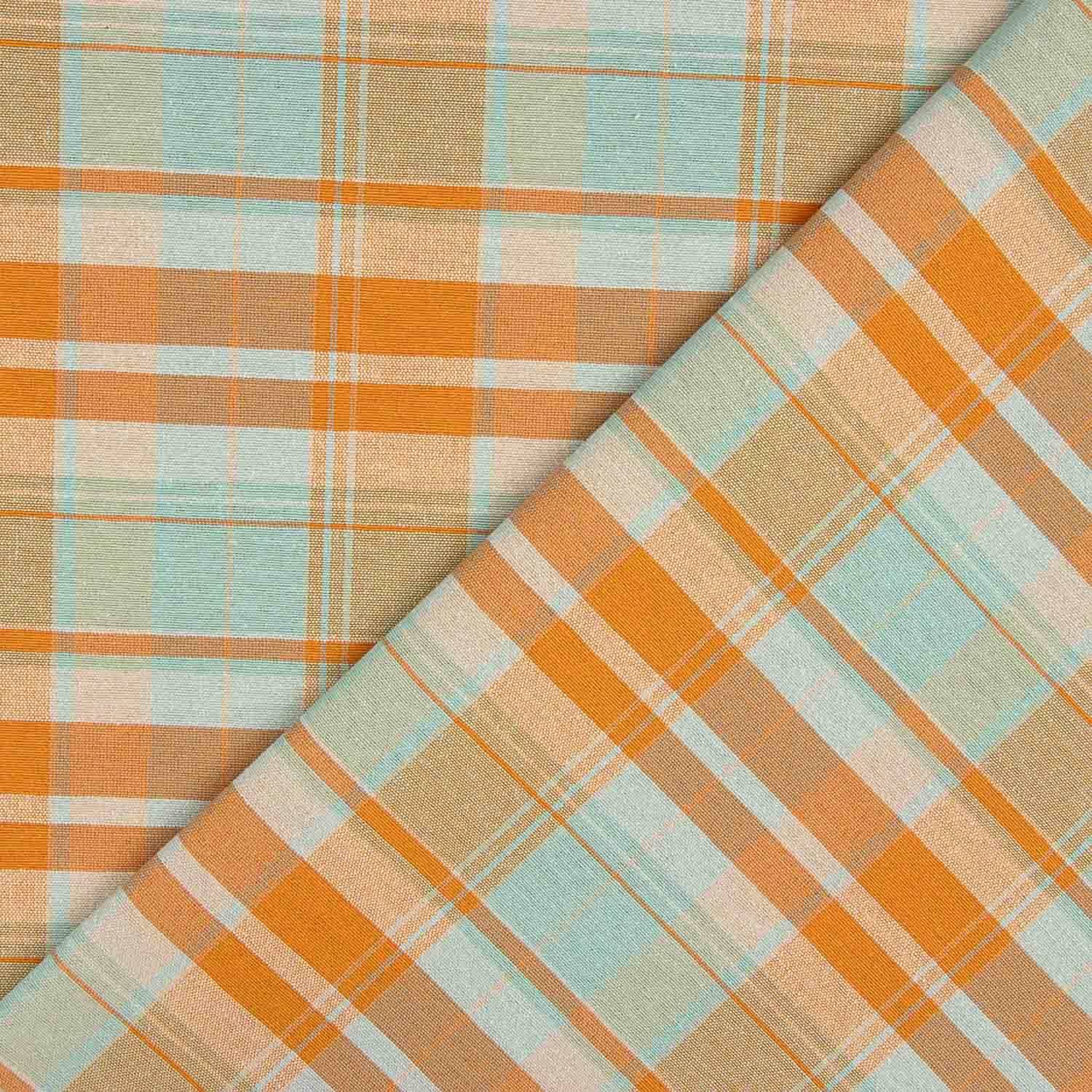 Toile fine à carreaux orange et menthe - Ribes y Casals
