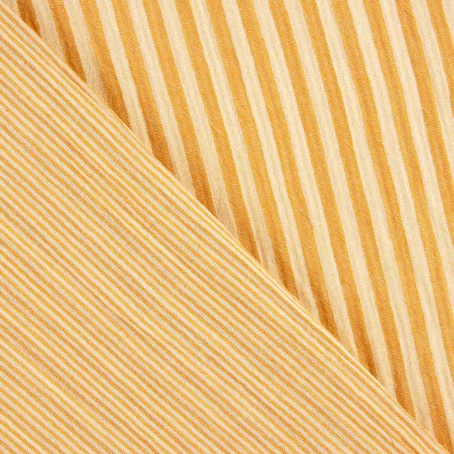 Mousseline double gaze rayée bicolore jaune - Ribes y Casals