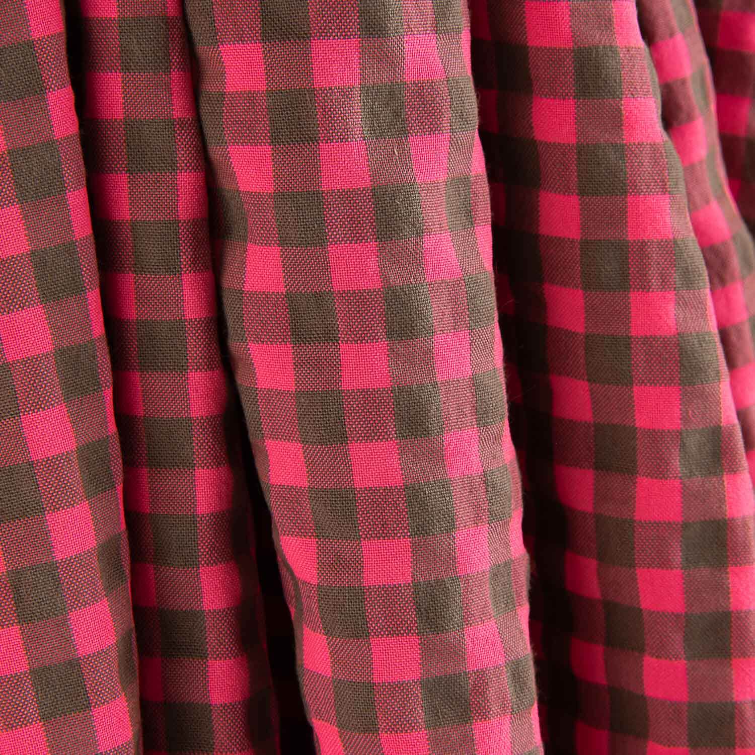 Tissu Seersucker à carreaux vichy rose et gris - Ribes y Casals