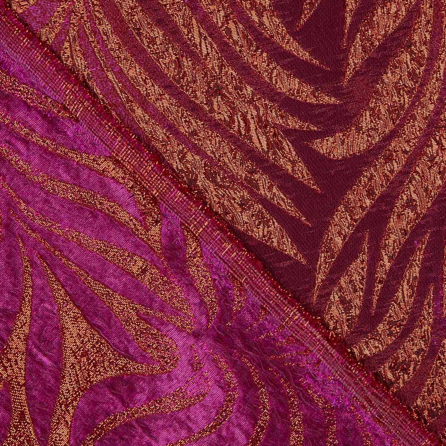 Brokat Lurex Feuilles Violet et Rouge - Ribes y Casals