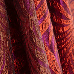 Brokat Lurex Feuilles Violet et Rouge - Ribes y Casals
