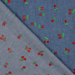 Chambray coton brodé cerises - Ribes y Casals