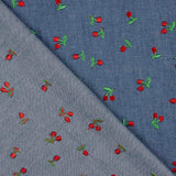 Chambray coton brodé cerises - Ribes y Casals